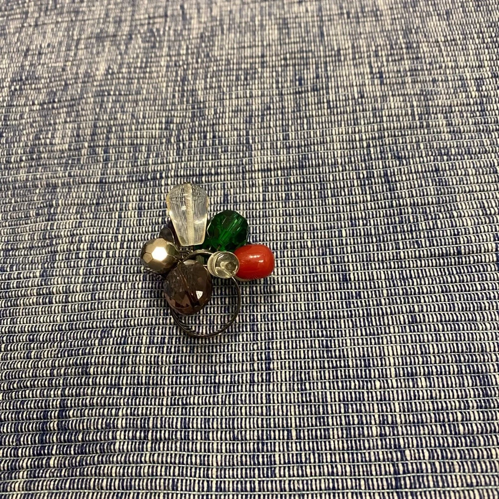 BODEN Glam Beaded Jewel Cluster Multi Color Statement Ring NWOT